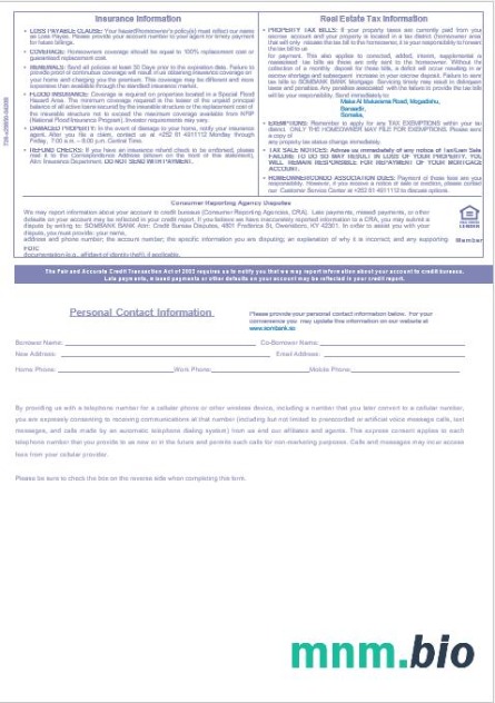 Somalia Sombank wyciąg z kredytu hipotecznego w formatach Word i PDF 3